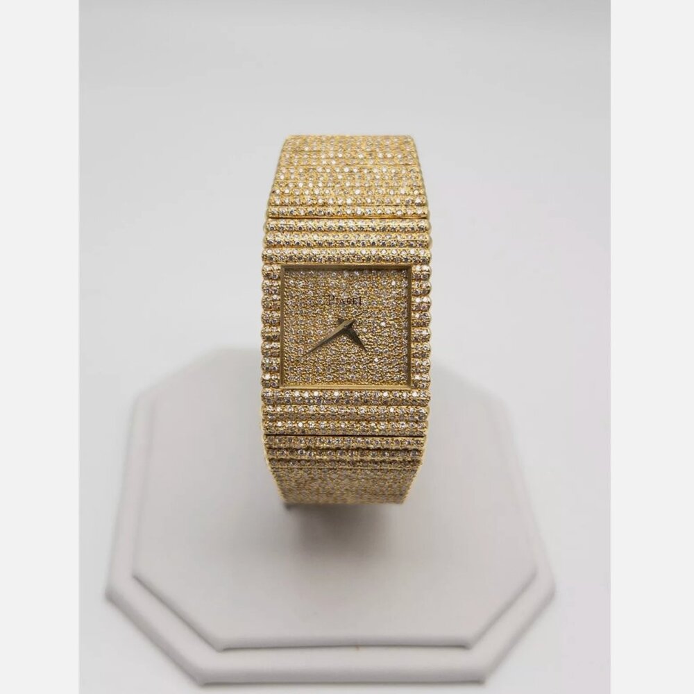 10ct VS G FACTORY DIAMOND PIAGET 18k Yellow Gold Mens Watch RARE